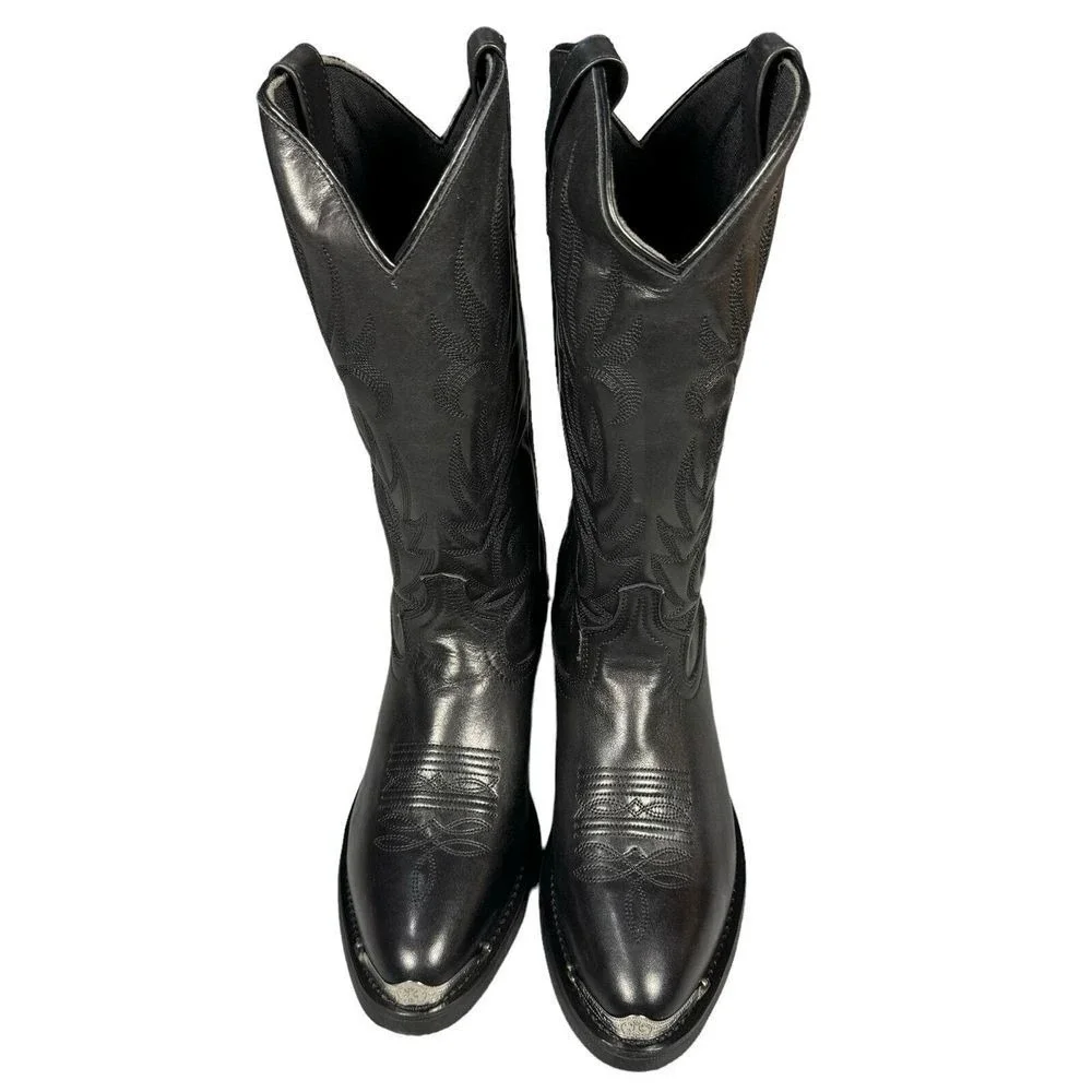 Laredo Boots Men's 10D McComb Round Toe Cowboy Black Casual Western Leather